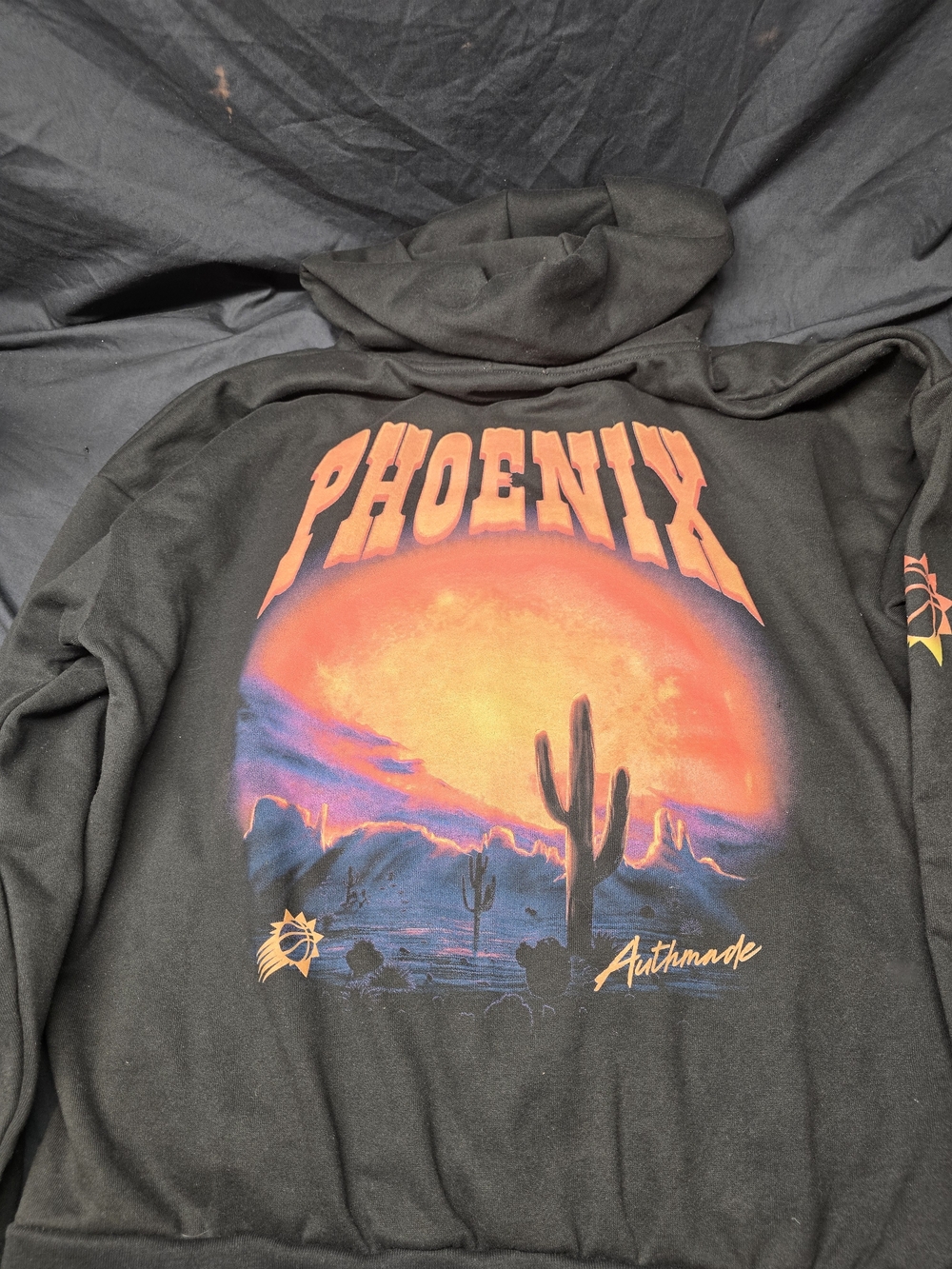 Authmade Phoenix Suns Solar Flare Hoodie Black NBA Pullover Desert Sunset L/XL - Picture 4 of 4